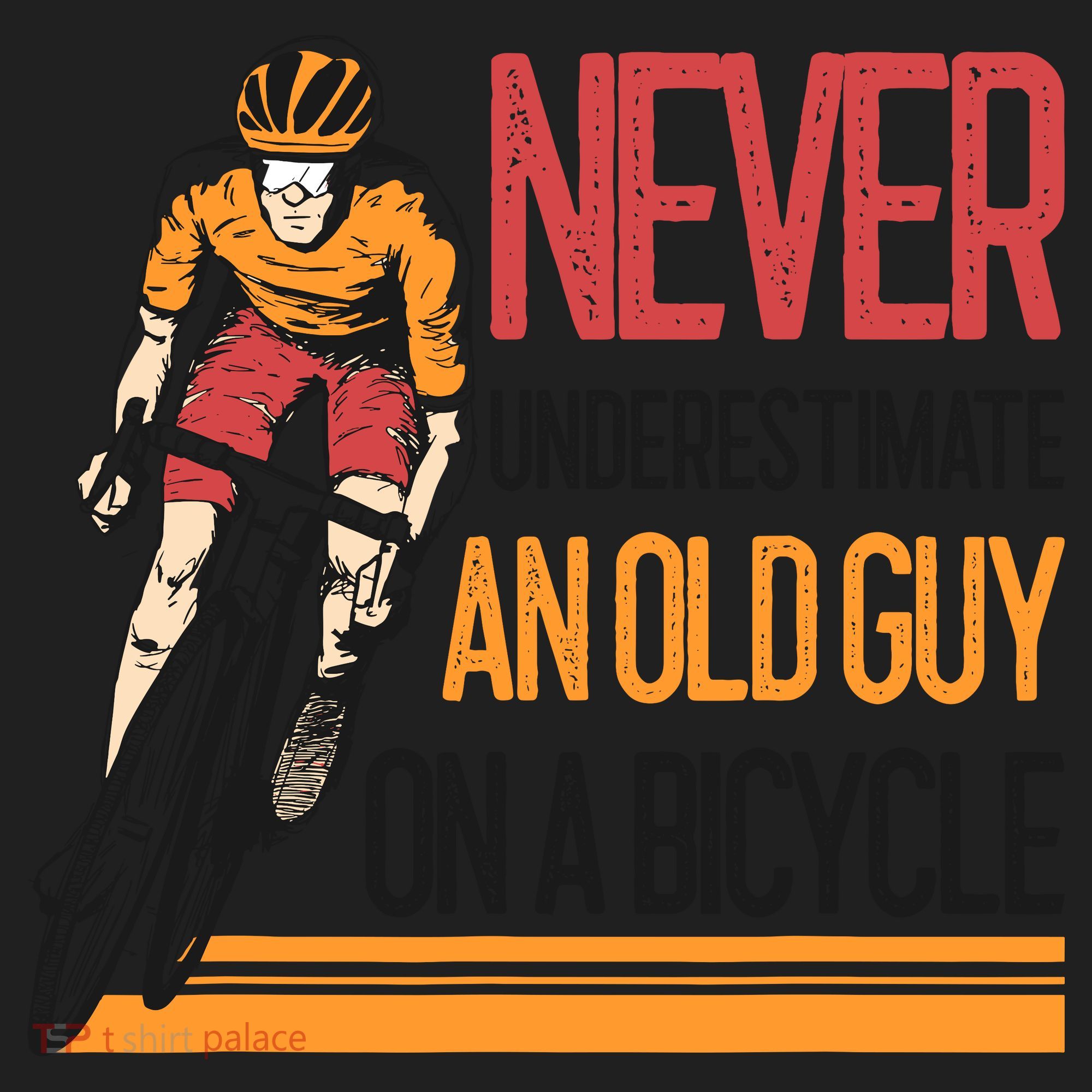 Never Underestimate An Old Guy On A Bicycle Funny Cycling Golf Towel