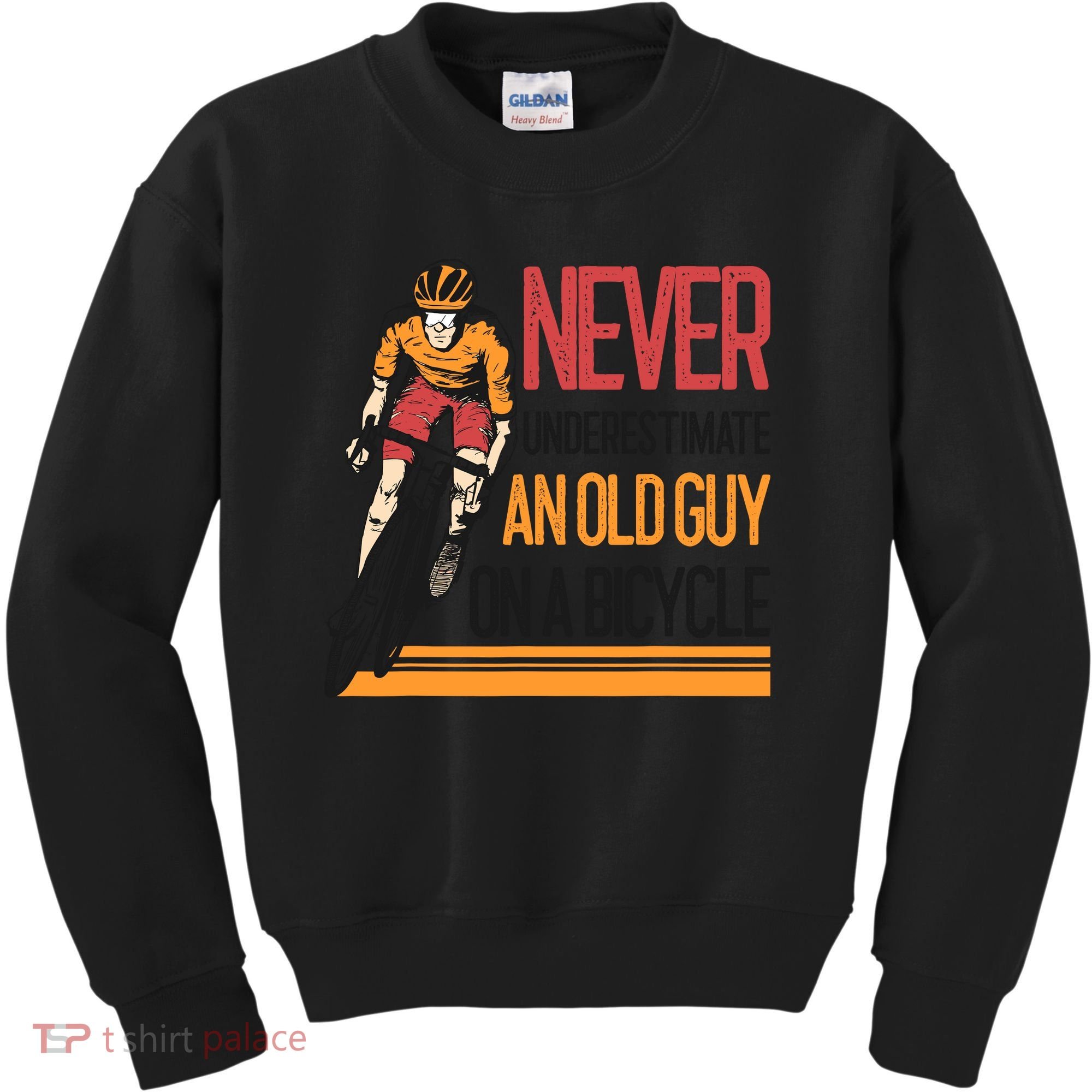 Never Underestimate An Old Guy On A Bicycle Funny Cycling Kids Sweatshirt