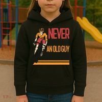Never Underestimate An Old Guy On A Bicycle Funny Cycling Kids Hoodie thumb 3