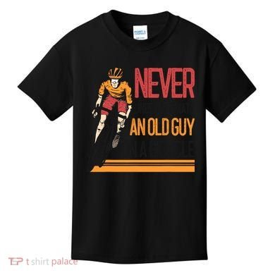 Never Underestimate An Old Guy On A Bicycle Funny Cycling Kids T-Shirt
