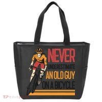 Never Underestimate An Old Guy On A Bicycle Funny Cycling Tote Bag thumb 0