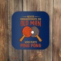 Never Underestimate An Old Man Who Plays Ping Pong Sport Coaster thumb 0