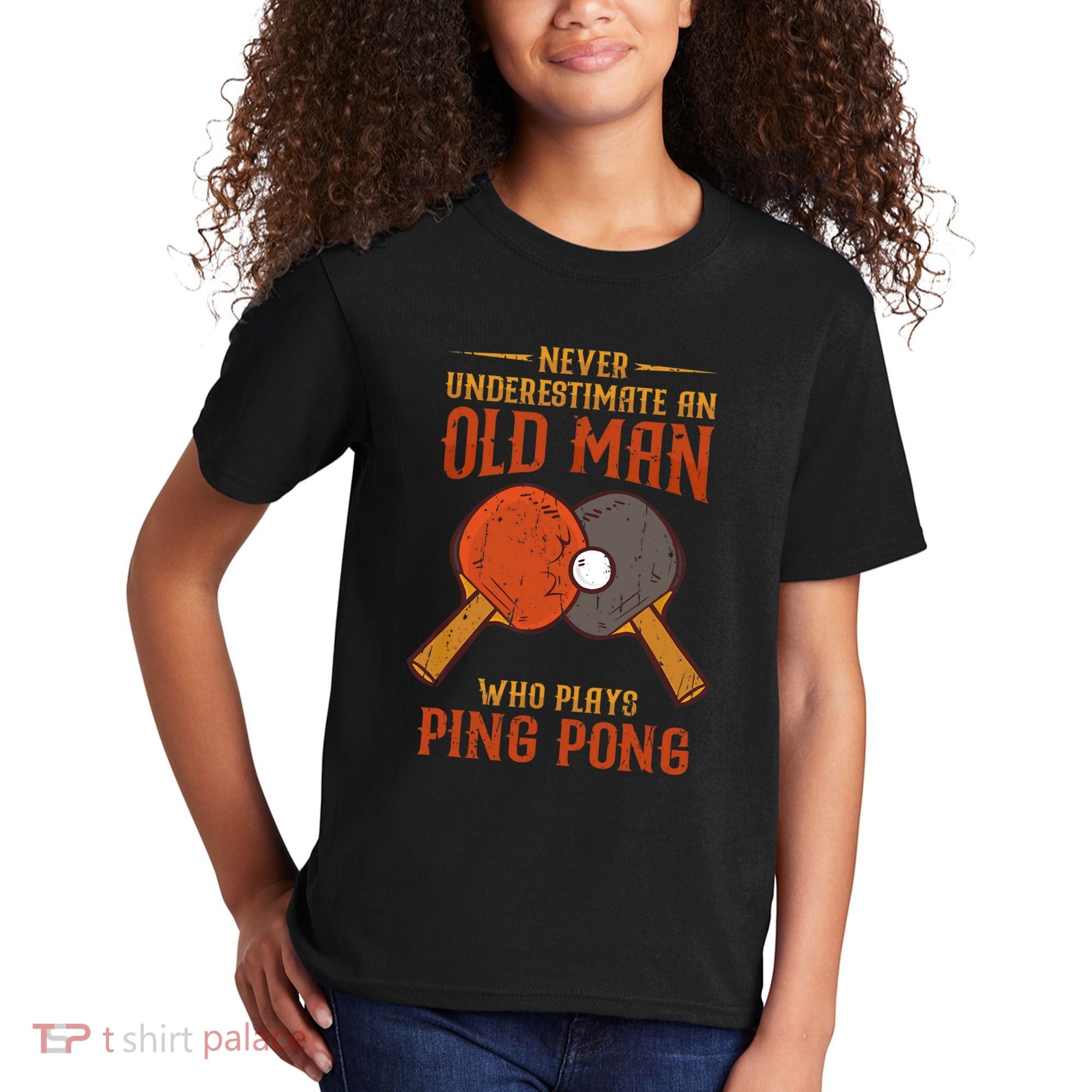 Never Underestimate An Old Man Who Plays Ping Pong Sport Kids T-Shirt