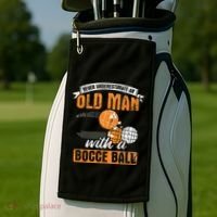Never Underestimate An Old Man With A Bocce Ball Golf Towel thumb 2
