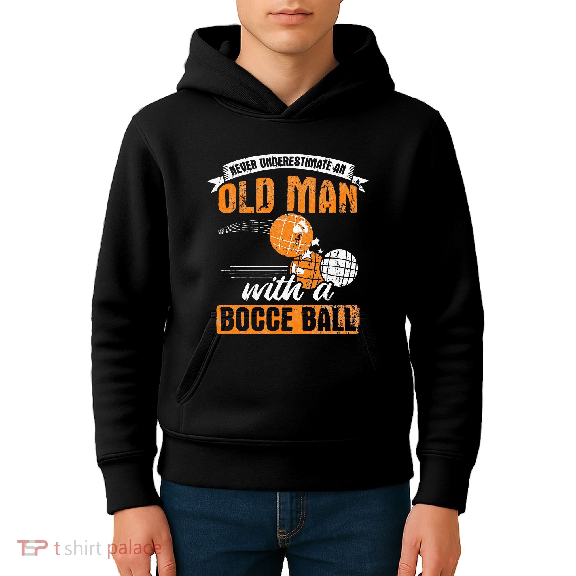 Never Underestimate An Old Man With A Bocce Ball Kids Hoodie