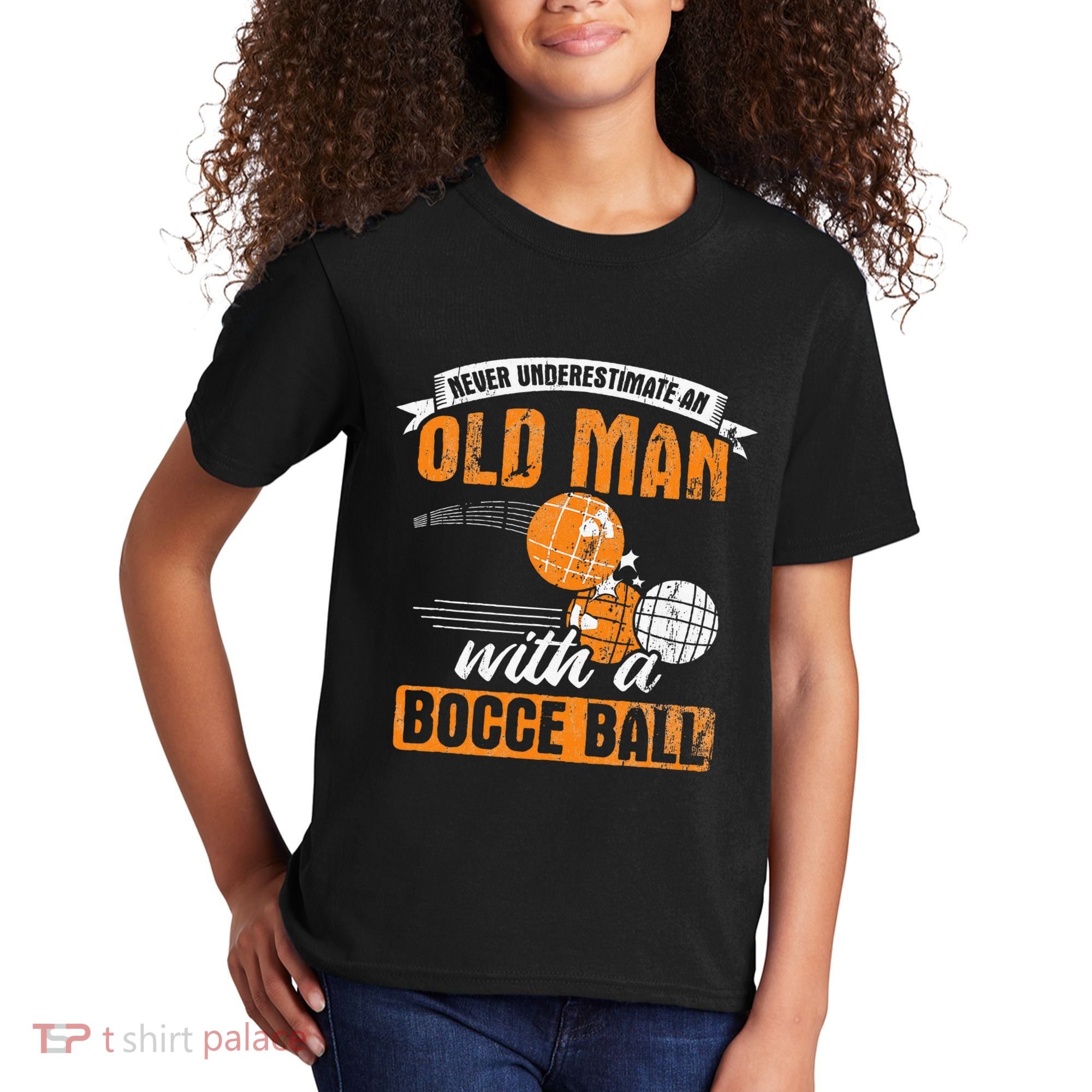 Never Underestimate An Old Man With A Bocce Ball Kids T-Shirt