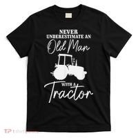 Never Underestimate An Old Man With A Tractor Funny Farmer T-Shirt thumb 0
