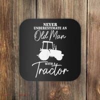 Never Underestimate An Old Man With A Tractor Funny Farmer Coaster thumb 0