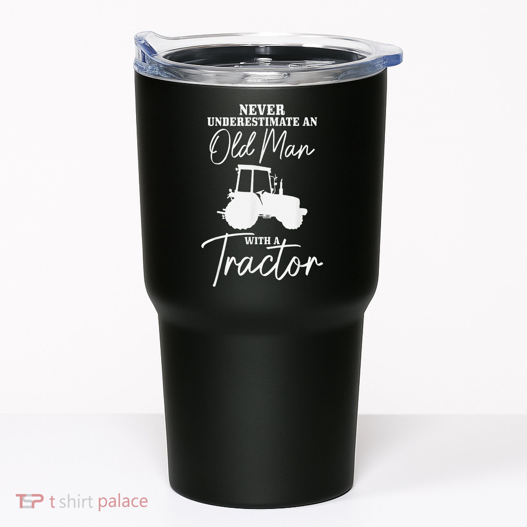 Never Underestimate An Old Man With A Tractor Funny Farmer Tumbler
