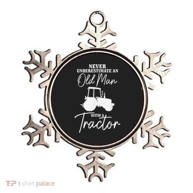 Never Underestimate An Old Man With A Tractor Funny Farmer Ornament