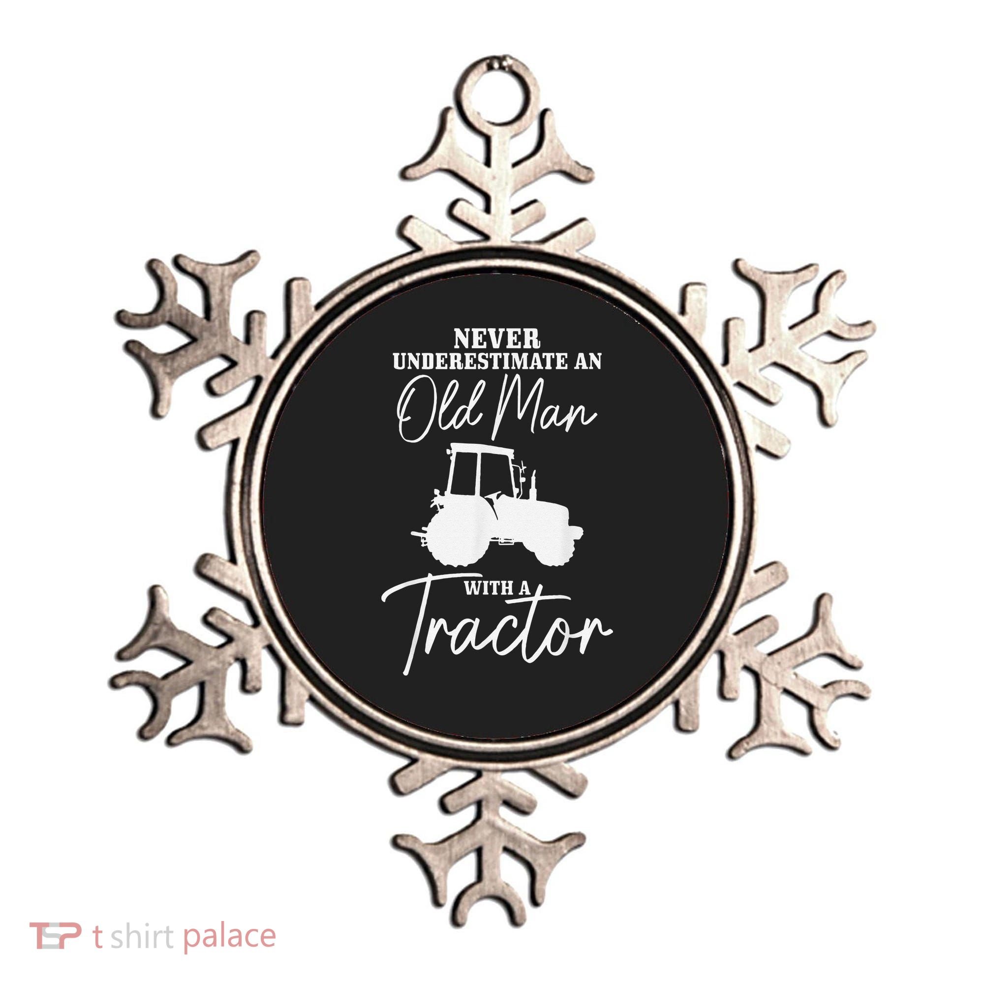 Never Underestimate An Old Man With A Tractor Funny Farmer Ornament