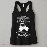 Never Underestimate An Old Man With A Tractor Funny Farmer Women's Tank Top thumb 3