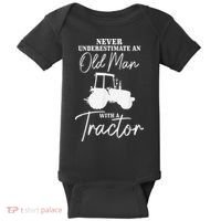 Never Underestimate An Old Man With A Tractor Funny Farmer Baby Bodysuit thumb 0