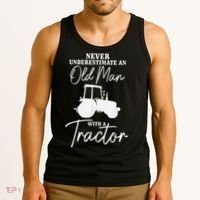 Never Underestimate An Old Man With A Tractor Funny Farmer Tank Top thumb 3