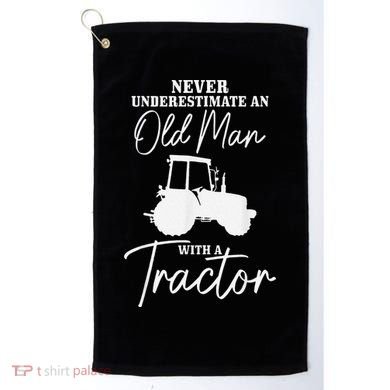 Never Underestimate An Old Man With A Tractor Funny Farmer Golf Towel