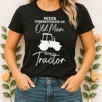 Never Underestimate An Old Man With A Tractor Funny Farmer Women's T-Shirt thumb 2