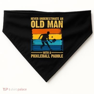 Never Underestimate An Old Man With A Pickleball Paddle USA-Made Doggie Bandana