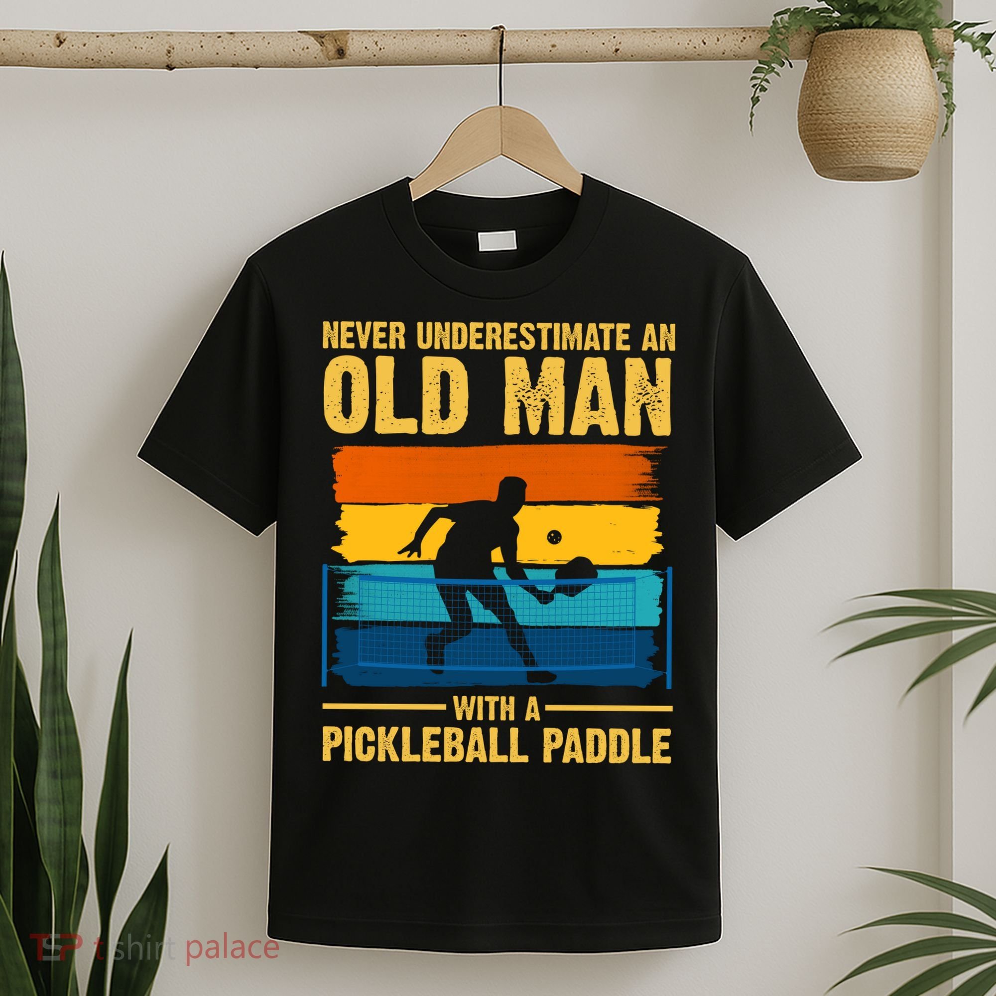 Never Underestimate An Old Man With A Pickleball Paddle T-Shirt