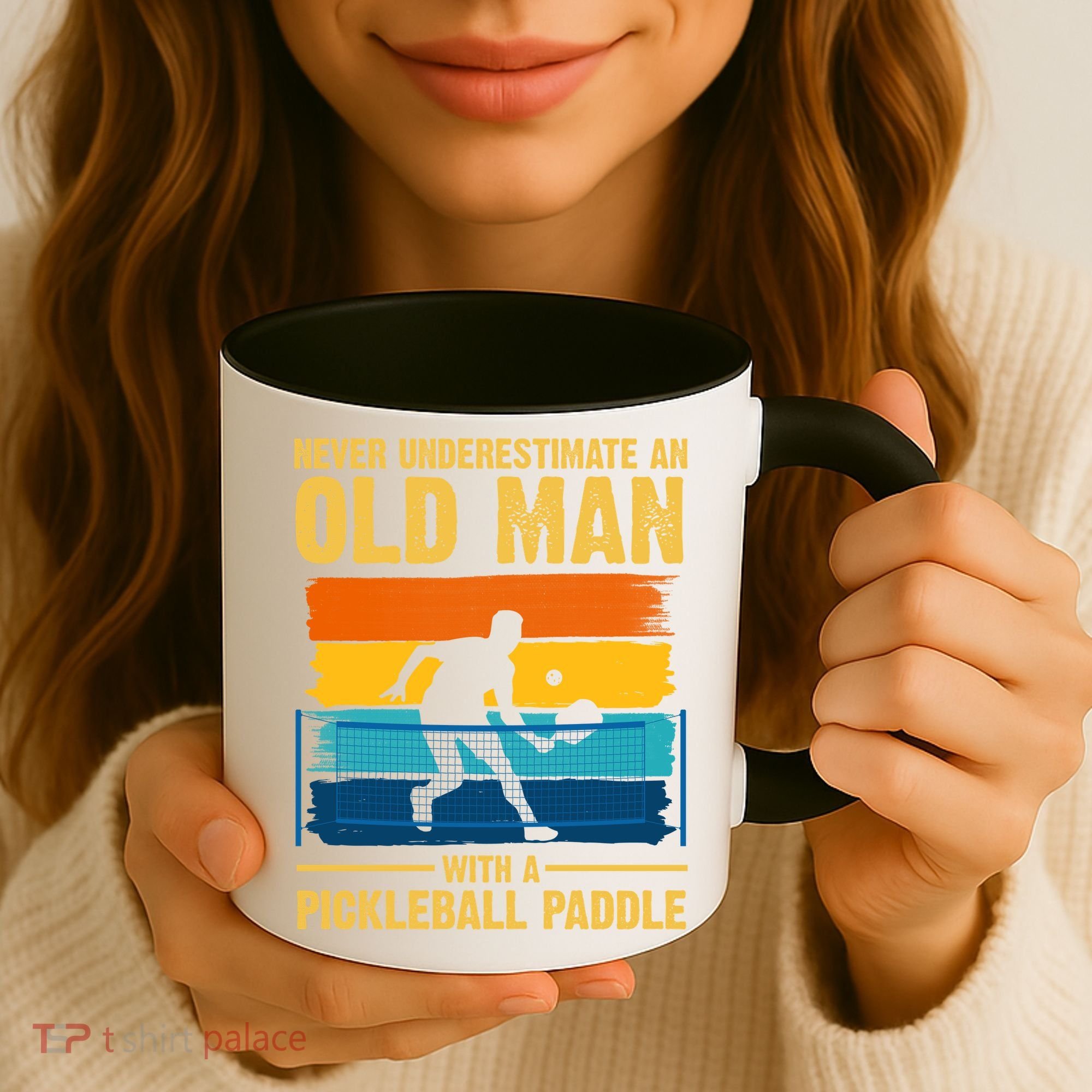 Never Underestimate An Old Man With A Pickleball Paddle Coffee Mug