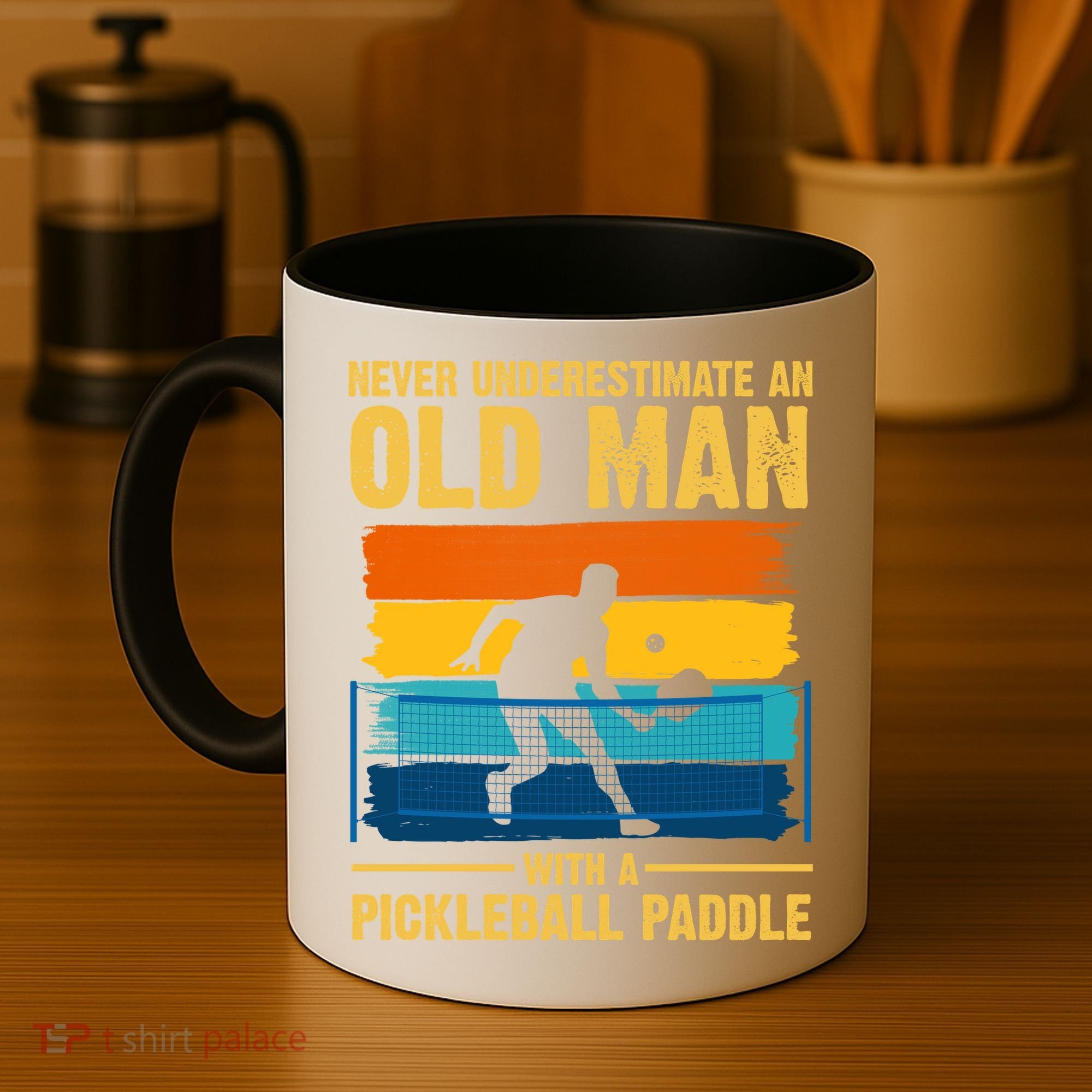Never Underestimate An Old Man With A Pickleball Paddle Coffee Mug