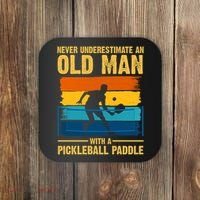 Never Underestimate An Old Man With A Pickleball Paddle Coaster thumb 0