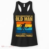 Never Underestimate An Old Man With A Pickleball Paddle Women's Tank Top thumb 0