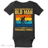 Never Underestimate An Old Man With A Pickleball Paddle Baby Bodysuit thumb 0