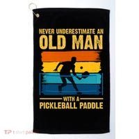 Never Underestimate An Old Man With A Pickleball Paddle Golf Towel thumb 0