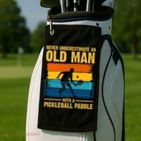 Never Underestimate An Old Man With A Pickleball Paddle Golf Towel thumb 2