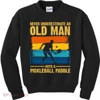 Never Underestimate An Old Man With A Pickleball Paddle Kids Sweatshirt thumb 0