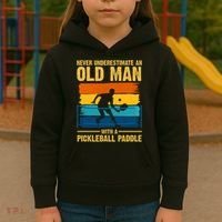 Never Underestimate An Old Man With A Pickleball Paddle Kids Hoodie thumb 3