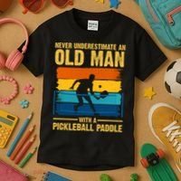 Never Underestimate An Old Man With A Pickleball Paddle Kids T-Shirt thumb 3