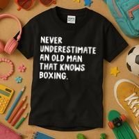 Never Underestimate An Old Man That Knows Boxing Kids T-Shirt thumb 3