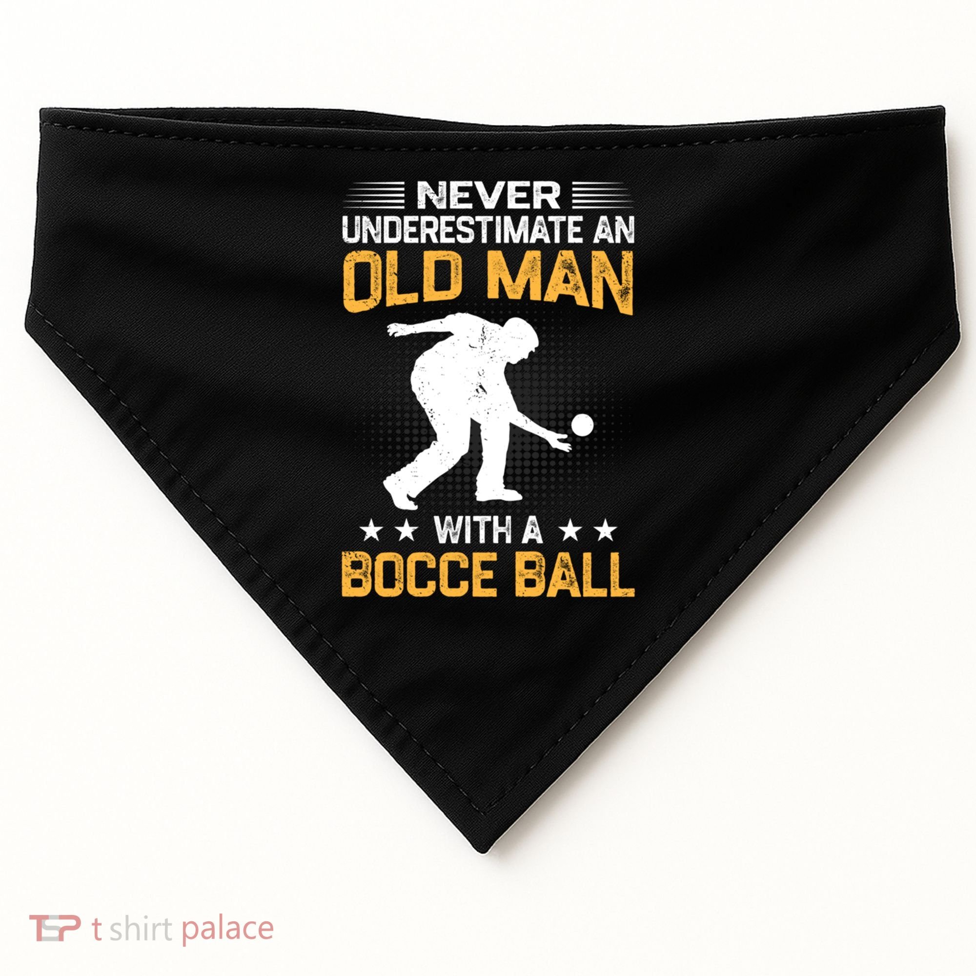 Never Underestimate An Old With A Bocce Ball Gift USA-Made Doggie Bandana