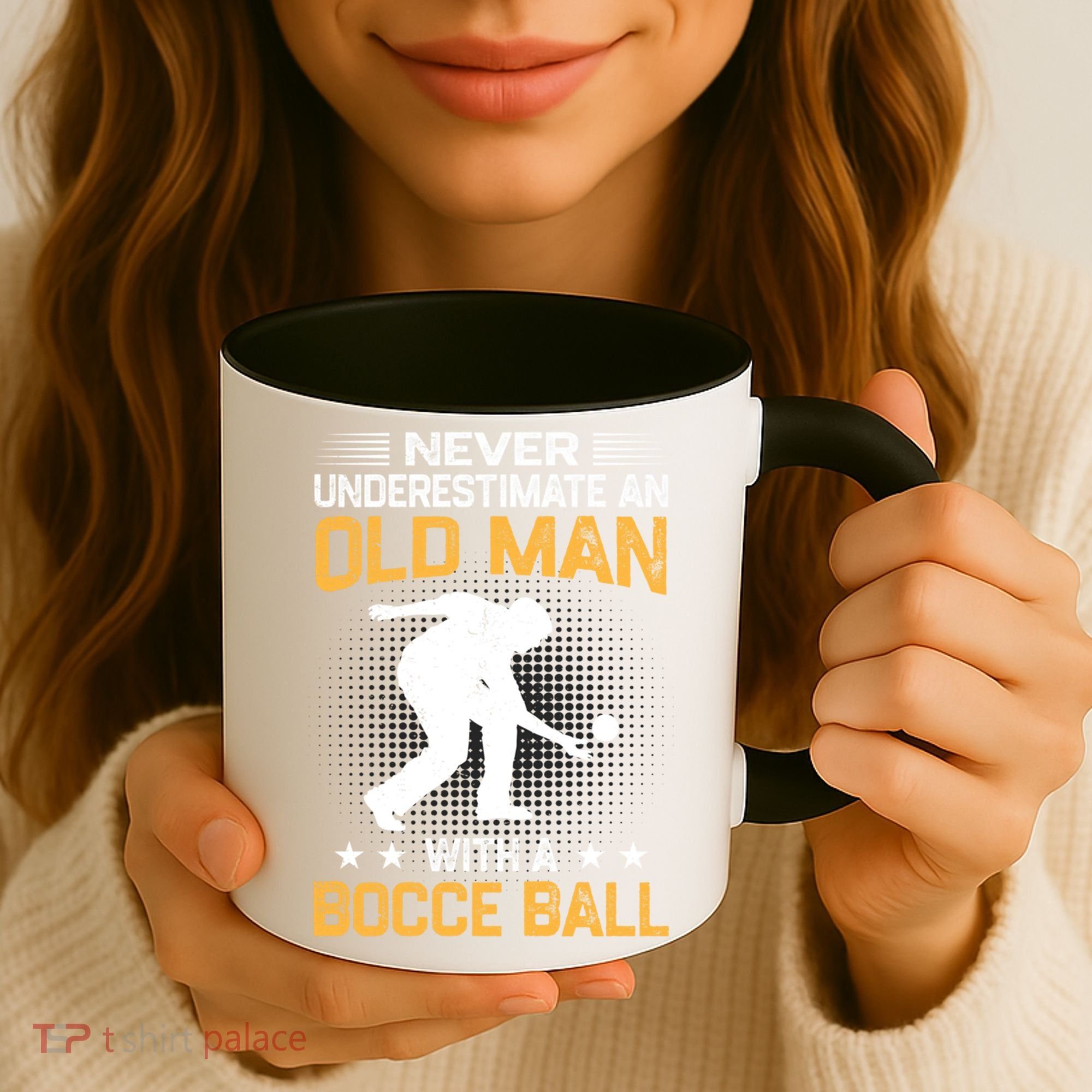Never Underestimate An Old With A Bocce Ball Gift Coffee Mug