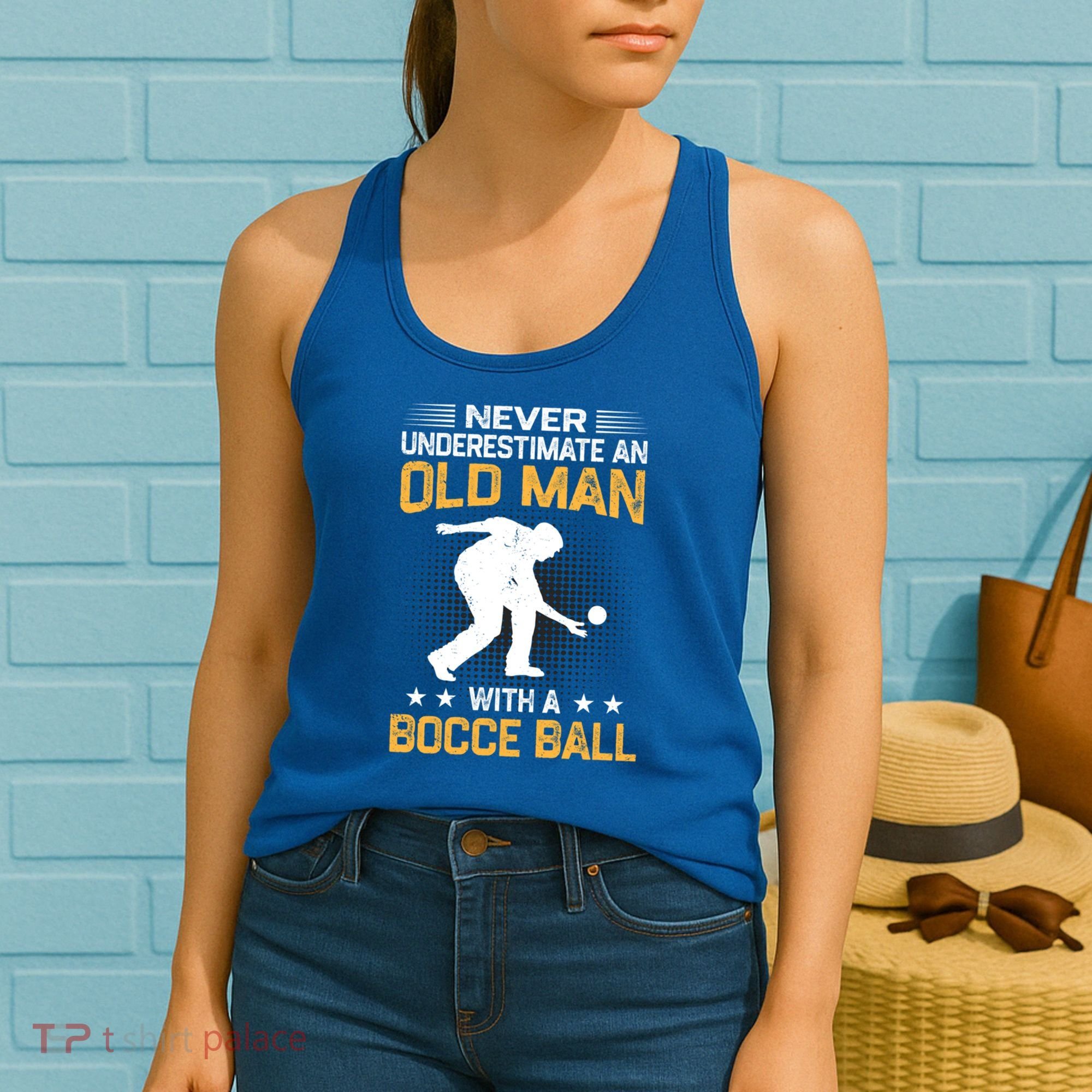 Never Underestimate An Old With A Bocce Ball Gift Women's Tank Top