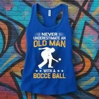 Never Underestimate An Old With A Bocce Ball Gift Women's Tank Top thumb 3