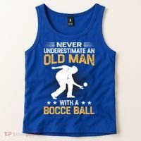 Never Underestimate An Old With A Bocce Ball Gift Tank Top thumb 2