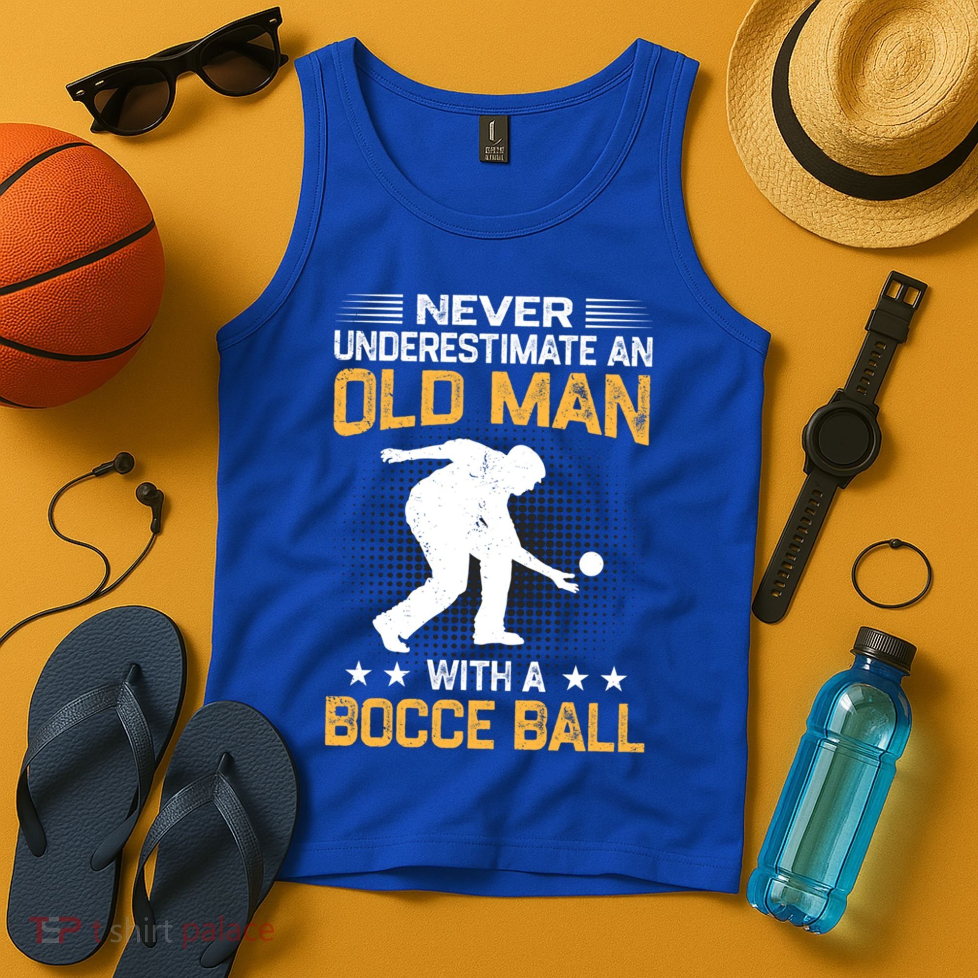 Never Underestimate An Old With A Bocce Ball Gift Tank Top