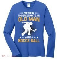 Never Underestimate An Old With A Bocce Ball Gift Women's Long Sleeve Shirt thumb 0