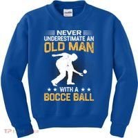Never Underestimate An Old With A Bocce Ball Gift Kids Sweatshirt thumb 0
