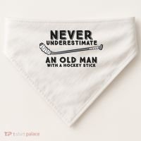 Never Underestimate An Old Man With A Stick Retired Hockey Funny Gift USA-Made Doggie Bandana thumb 0