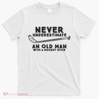 Never Underestimate An Old Man With A Stick Retired Hockey Funny Gift T-Shirt thumb 0