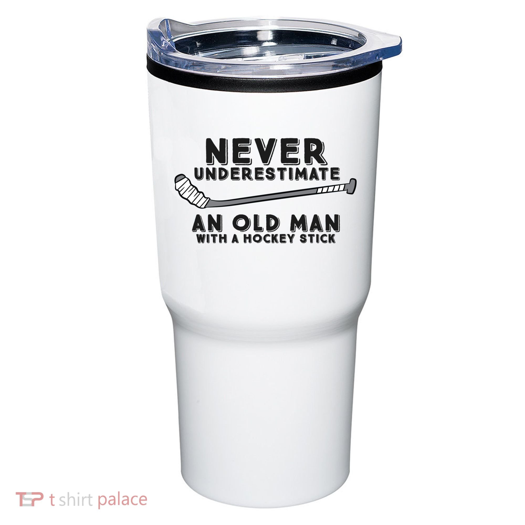 Never Underestimate An Old Man With A Stick Retired Hockey Funny Gift Tumbler