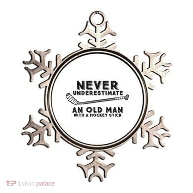 Never Underestimate An Old Man With A Stick Retired Hockey Funny Gift Ornament