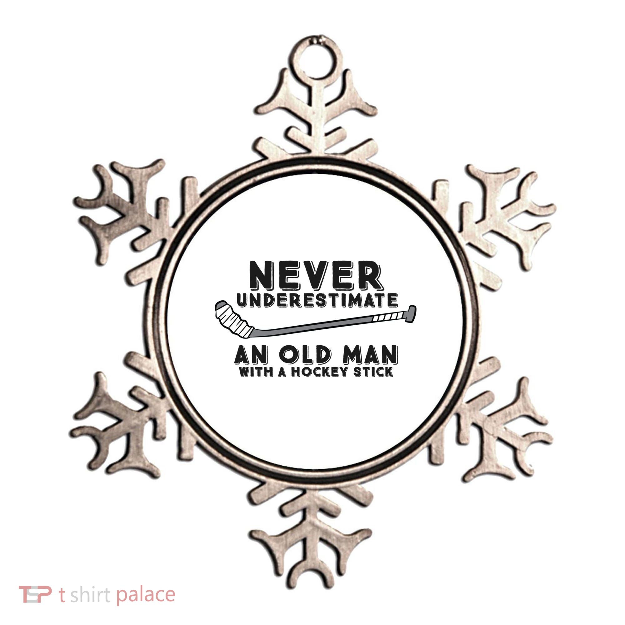 Never Underestimate An Old Man With A Stick Retired Hockey Funny Gift Ornament