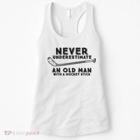 Never Underestimate An Old Man With A Stick Retired Hockey Funny Gift Women's Tank Top thumb 0
