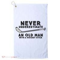 Never Underestimate An Old Man With A Stick Retired Hockey Funny Gift Golf Towel thumb 0