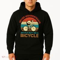 Never Underestimate An Old Guy On A Bicycle Cycling Hoodie thumb 2