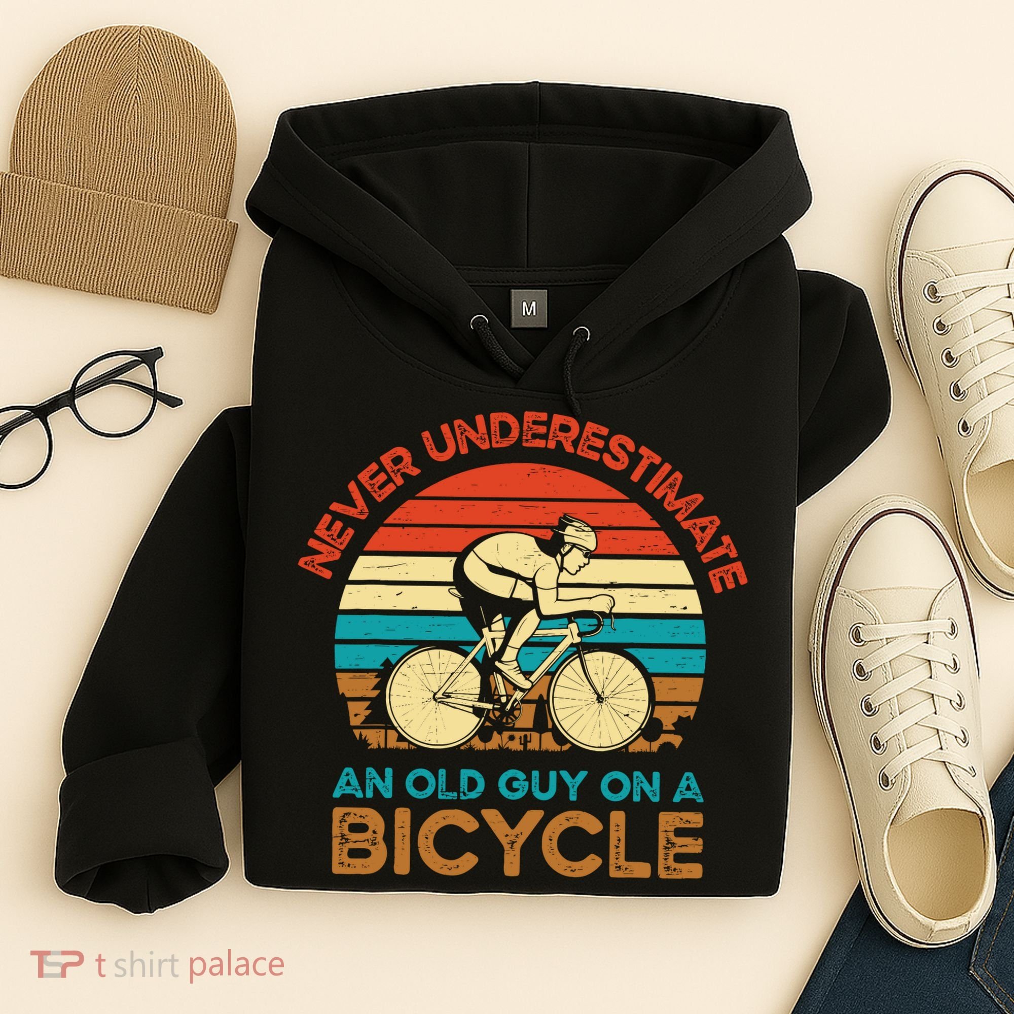 Never Underestimate An Old Guy On A Bicycle Cycling Hoodie